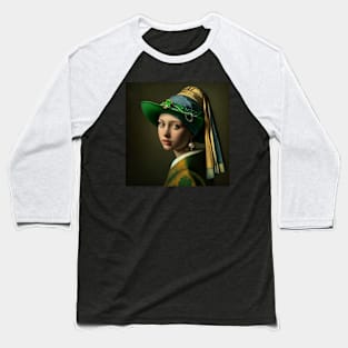 St. Paddy's Pearl: Girl with a Pearl Earring St. Patrick's Day Celebration Baseball T-Shirt